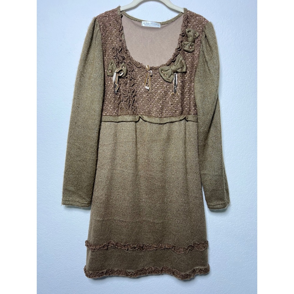 Forla Paris L Sweater Dress Made France Fairy Grunge Mori Kei Y2K Boho